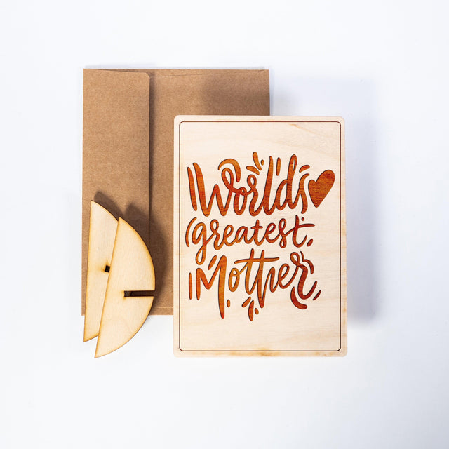 Wood Greeting Card - World's Greatest Mother - Quetzal Studio