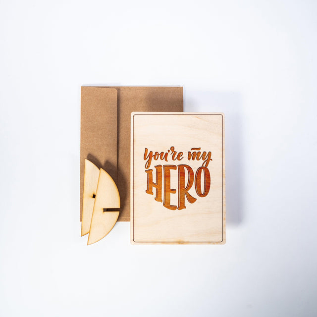 Wood Greeting Card - My Hero - Quetzal Studio