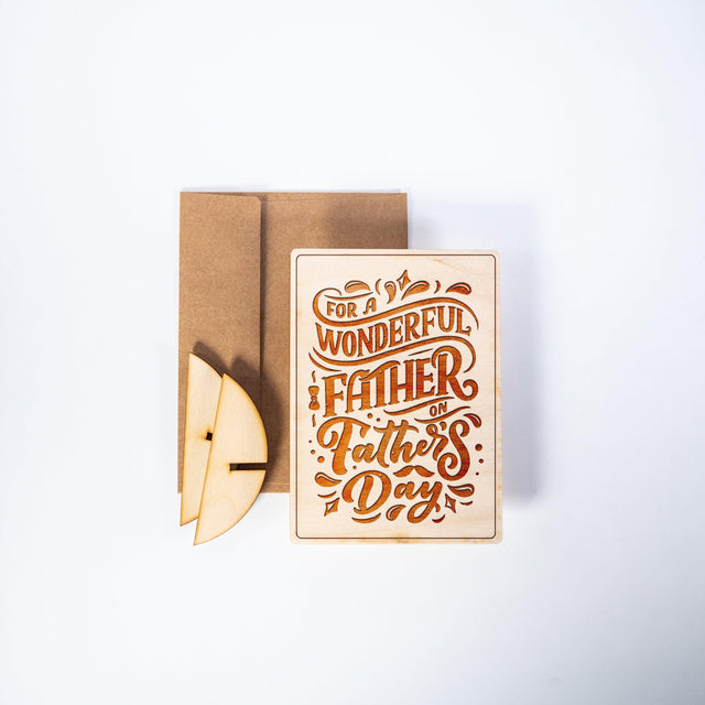 Wood Greeting Card - Wonderful Father - Quetzal Studio
