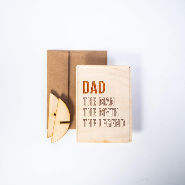 Wood Greeting Card - The Man The Myth The Legend - Quetzal Studio