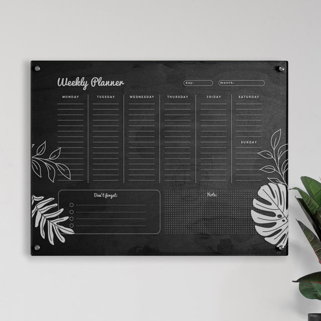 Wood & Acrylic Wall Calendar Planner - Weekly - Tropical