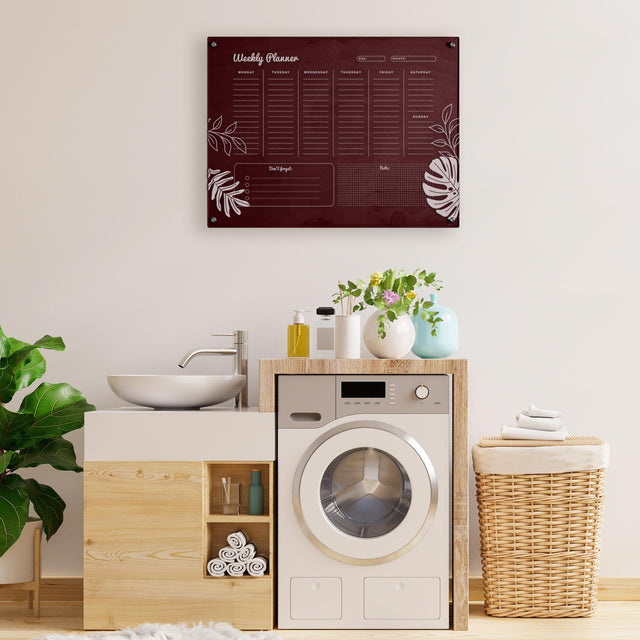Wood & Acrylic Wall Calendar Planner - Weekly - Tropical - Quetzal Studio