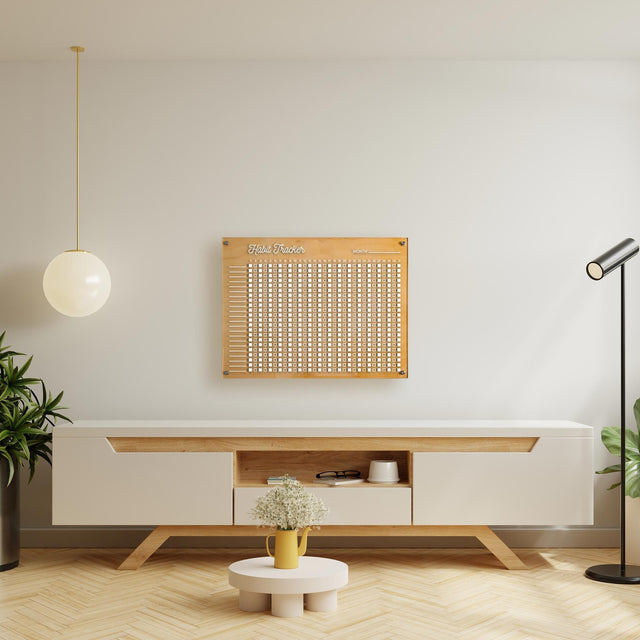 Wood & Acrylic Wall Calendar Planner - Habit Tracker - Memphis - Quetzal Studio