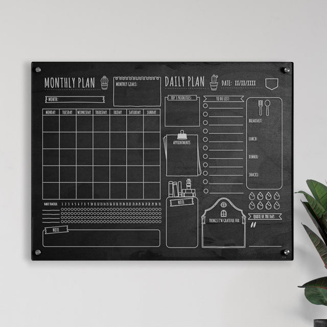 Wood & Acrylic Wall Calendar Planner - Monthly Daily - Drawings