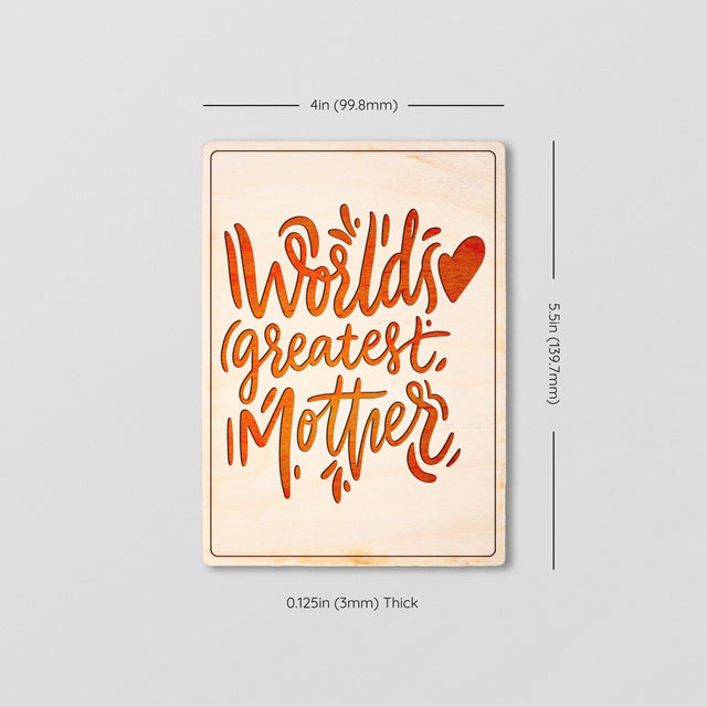 Wood Greeting Card - World's Greatest Mother - Quetzal Studio