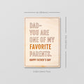 Wood Greeting Card - One of My Favorite Parents - Quetzal Studio