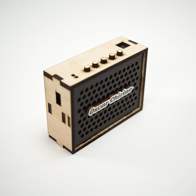 Double Neck Mini Guitar and Amplifier - Personalized Electronic Mp3 Music Box. - Quetzal Studio