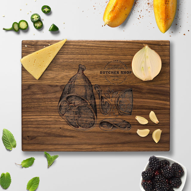 Personalized Cutting Board - Butcher Shop - Maple, Cherry or Walnut - Quetzal Studio