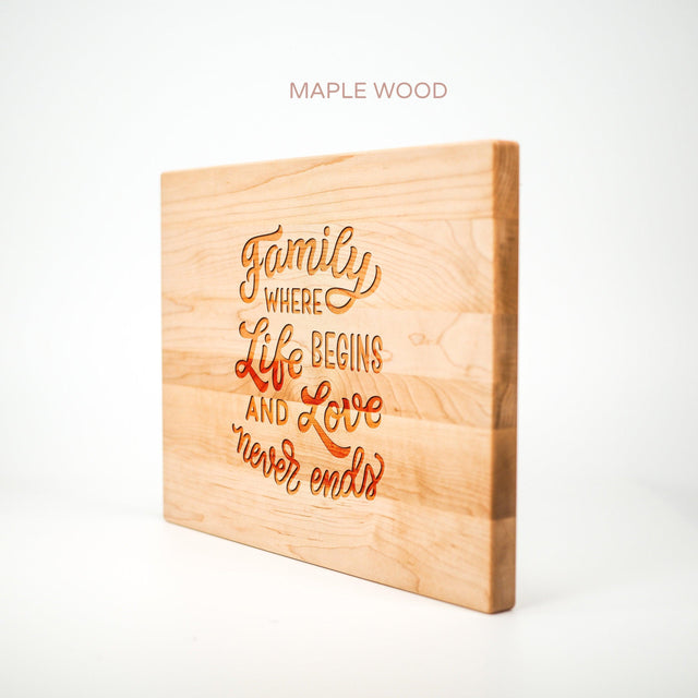 Personalized Cutting Board - Family - Maple, Cherry or Walnut - Quetzal Studio