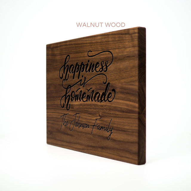 Personalized Cutting Board - Happiness is Homemade - Maple, Cherry or Walnut - Quetzal Studio
