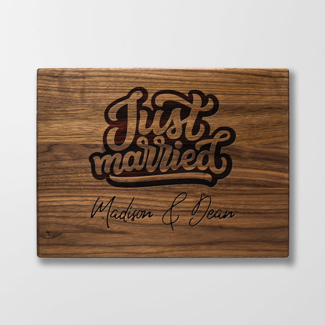 Personalized Cutting Board - Just Married - Maple, Cherry or Walnut - Quetzal Studio
