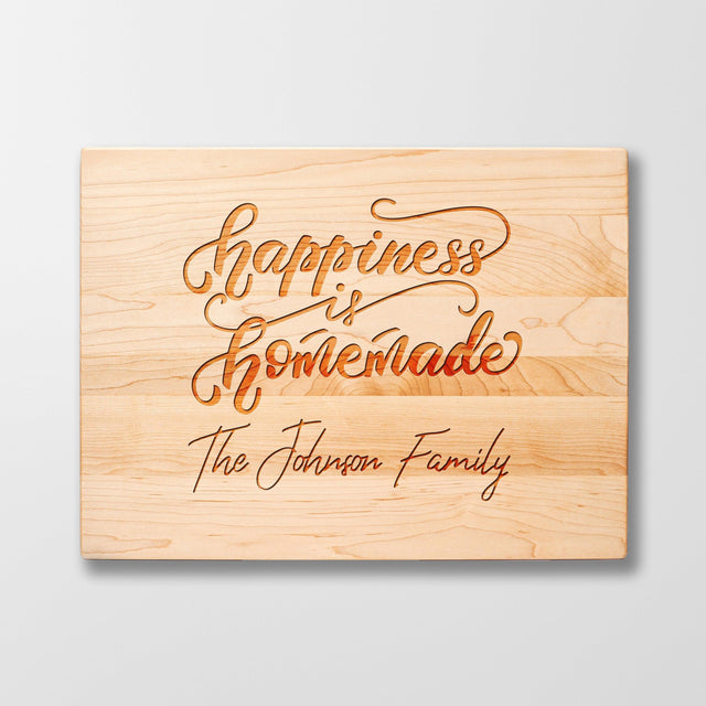 Personalized Cutting Board - Happiness is Homemade - Maple, Cherry or Walnut - Quetzal Studio