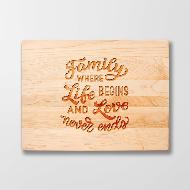 Personalized Cutting Board - Family - Maple, Cherry or Walnut - Quetzal Studio