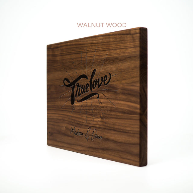 Personalized Cutting Board - True Love - Maple, Cherry or Walnut - Quetzal Studio