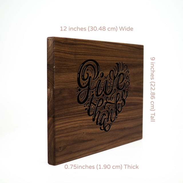 Personalized Cutting Board - Give Thanks - Maple, Cherry or Walnut - Quetzal Studio