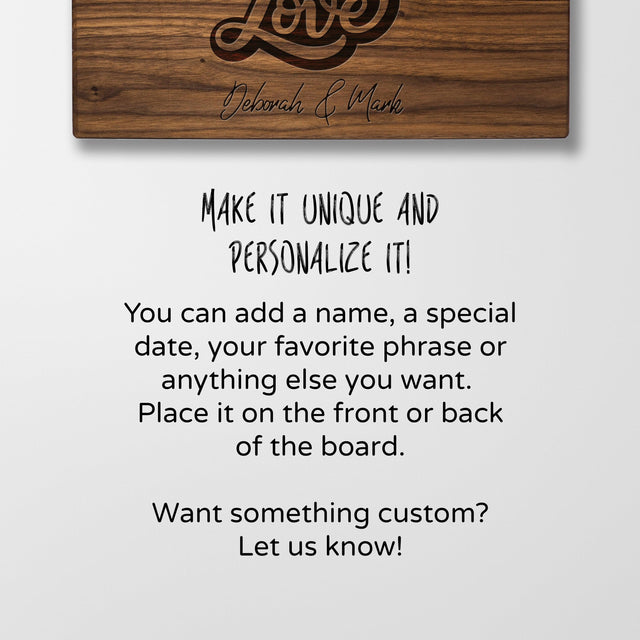 Personalized Cutting Board - Live Laugh Love - Maple, Cherry or Walnut - Quetzal Studio