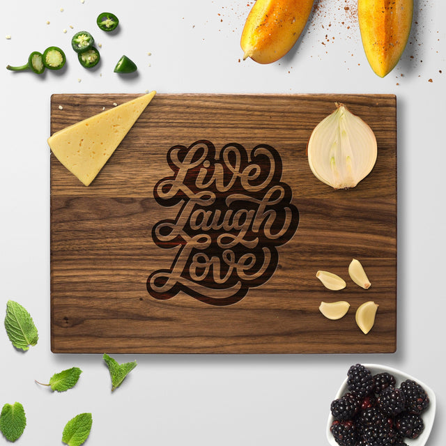 Personalized Cutting Board - Live Laugh Love - Maple, Cherry or Walnut - Quetzal Studio