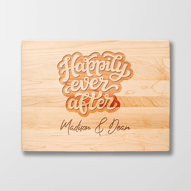 Personalized Cutting Board - Happily Ever After - Maple, Cherry or Walnut - Quetzal Studio