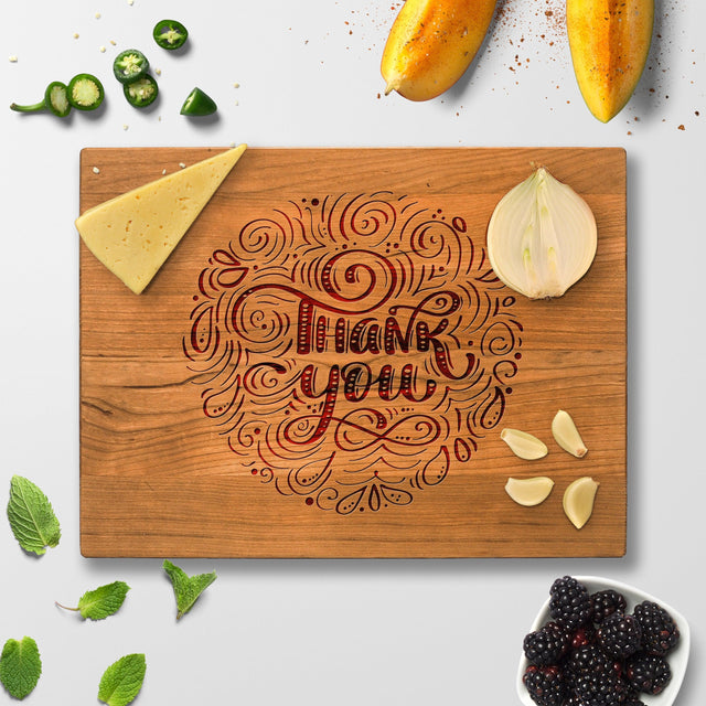 Personalized Cutting Board - Thank You - Maple, Cherry or Walnut - Quetzal Studio