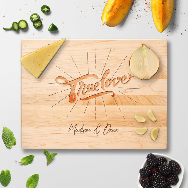 Personalized Cutting Board - True Love - Maple, Cherry or Walnut