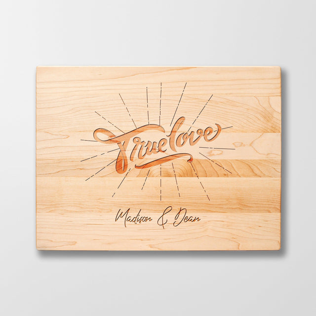 Personalized Cutting Board - True Love - Maple, Cherry or Walnut - Quetzal Studio