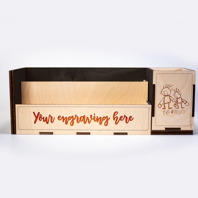 Premium Wooden Desk Organizer - Design Your Own - Quetzal Studio