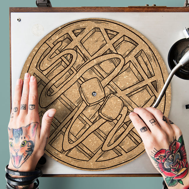 Waffle Cork Turntable Slipmat | Enhanced Static-Repellant Audiophile Vinyl Accessory | Quetzal Studio