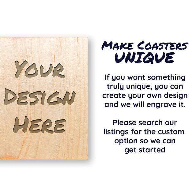 Personalized Wood Coaster Set - Cocktail Recipes - Quetzal Studio