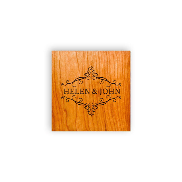 Personalized Wood Coaster Set - Couple Names - Quetzal Studio