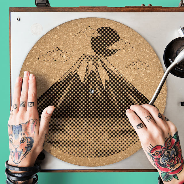 Mount Fuji Cork Turntable Slipmat | Enhanced Static-Repellant Audiophile Vinyl Accessory | Quetzal Studio
