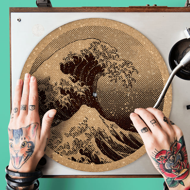 Wave Cork Turntable Slipmat | Enhanced Static-Repellant Audiophile Vinyl Accessory | Quetzal Studio