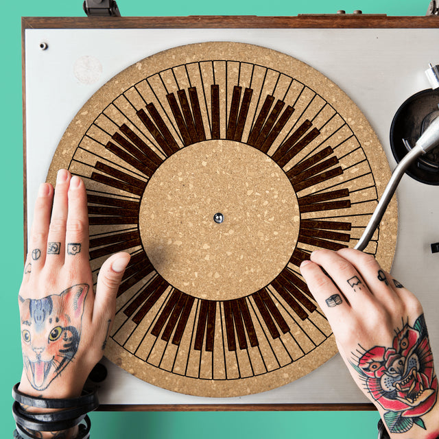 Piano Cork Turntable Slipmat | Enhanced Static-Repellant Audiophile Vinyl Accessory | Quetzal Studio
