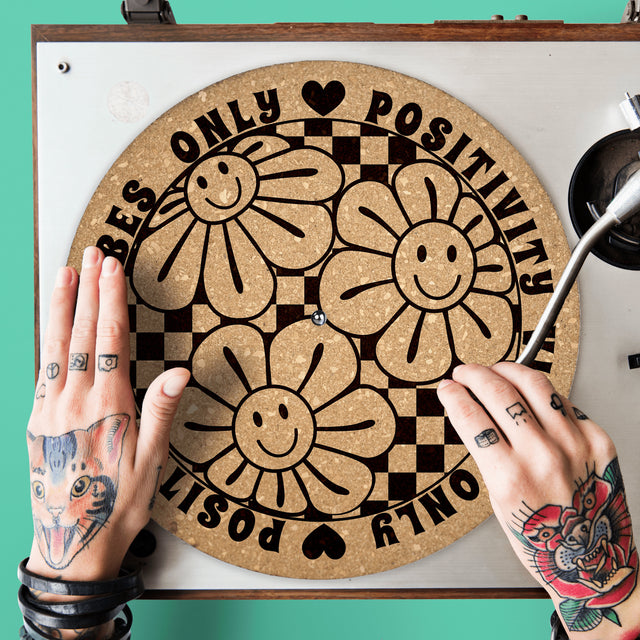 Flower Cork Turntable Slipmat | Enhanced Static-Repellant Audiophile Vinyl Accessory | Quetzal Studio