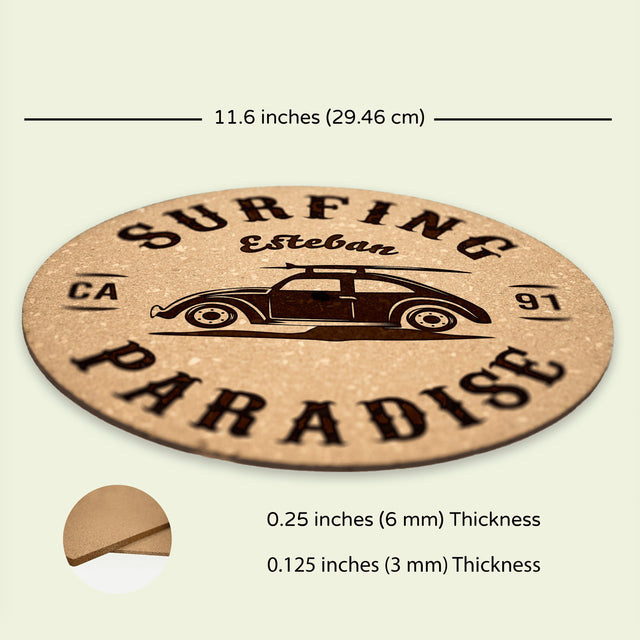 Surfing Cork Turntable Slipmat | Enhanced Static-Repellant Audiophile Vinyl Accessory | Quetzal Studio