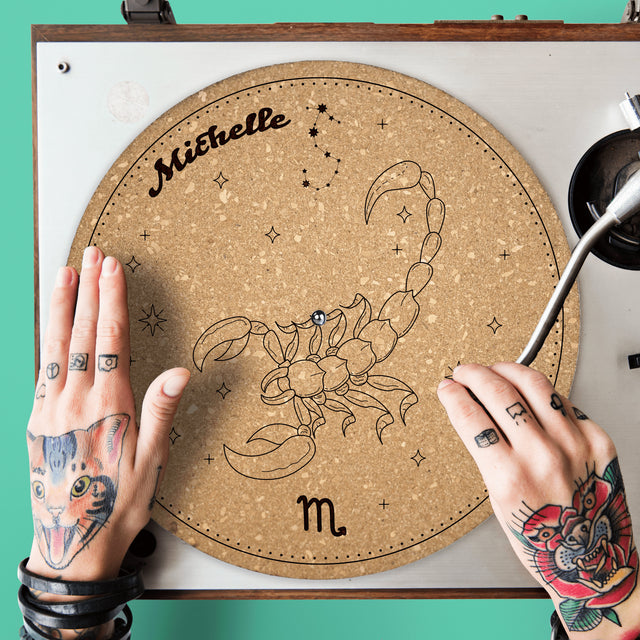 Scorpio Cork Turntable Slipmat | Enhanced Static-Repellant Audiophile Vinyl Accessory | Quetzal Studio