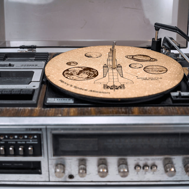 Space Rocket Cork Turntable Slipmat | Enhanced Static-Repellant Audiophile Vinyl Accessory | Quetzal Studio