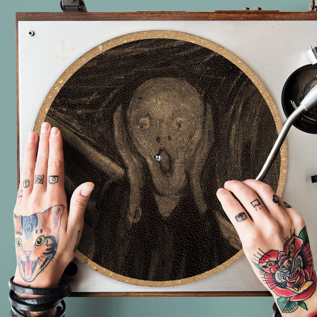 The Scream Cork Turntable Slipmat | Enhanced Static-Repellant Audiophile Vinyl Accessory | Quetzal Studio