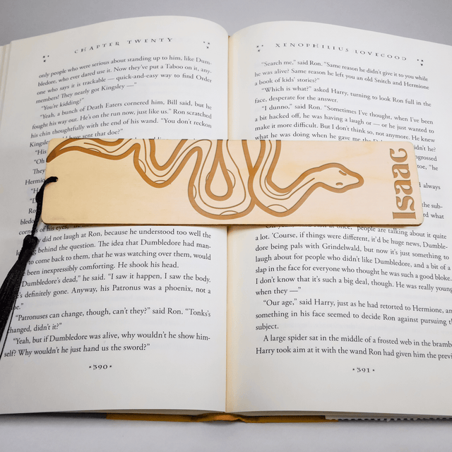 Personalized Wood Bookmark with Tassel  - Snake