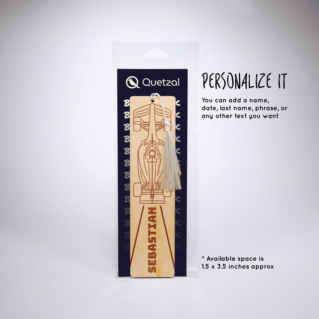 Personalized Wood Bookmark with Tassel  - Formula 1