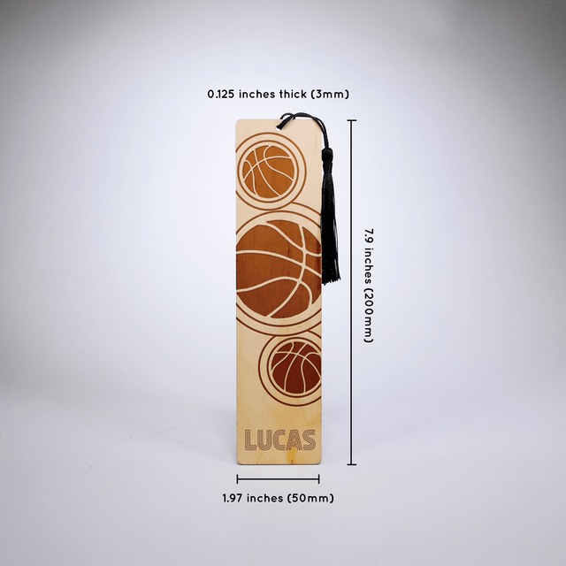 Personalized Wood Bookmark with Tassel  - Basketball